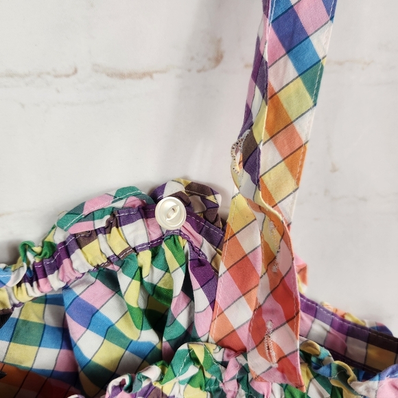 J.Crew Matching Set Button-Front Tank Top Tie-Front Midi Skirt Rainbow Gingham 6 - Picture 12 of 16